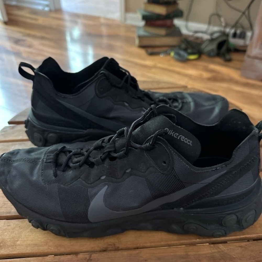 Nike React Element 55 Black Monochrome Size 12.5.… - image 8
